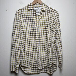 Frank & Eileen Women Eileen Button Front Shirt Small Yellow Gingham Plaid Relax